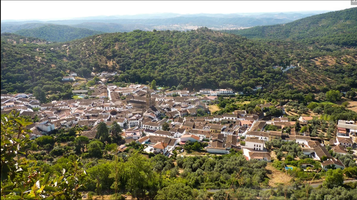 Aerial view of the village Alajar