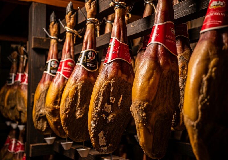 Jamon curing in the restaurant 